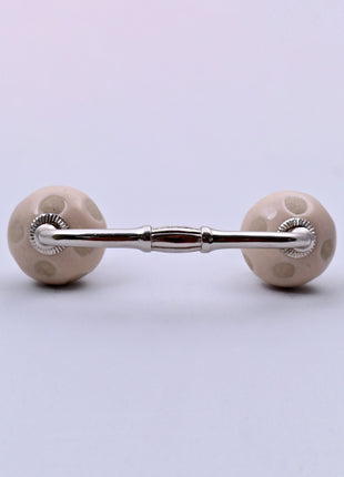 Off White Polka Dot Ceramic Knob Door Pull