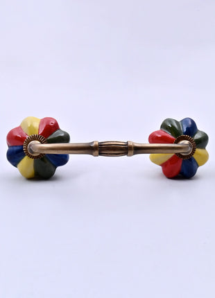 Multicolor Flower Ceramic Knob Door Pull