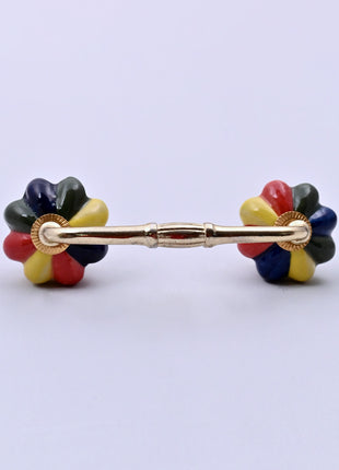 Multicolor Flower Ceramic Knob Door Pull