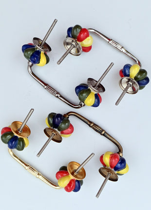 Multicolor Flower Ceramic Knob Door Pull