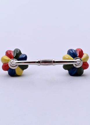 Multicolor Flower Ceramic Knob Door Pull