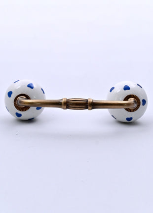 Blue Heart on White Ceramic Knob Door Pull