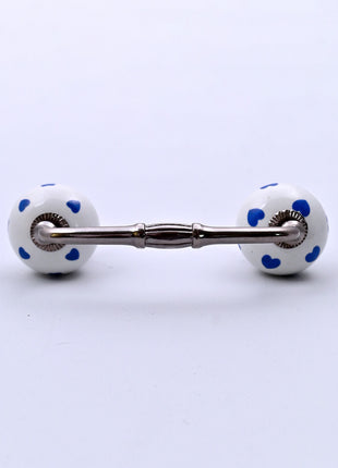 Blue Heart on White Ceramic Knob Door Pull