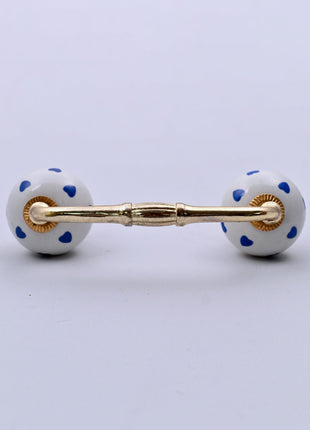 Blue Heart on White Ceramic Knob Door Pull