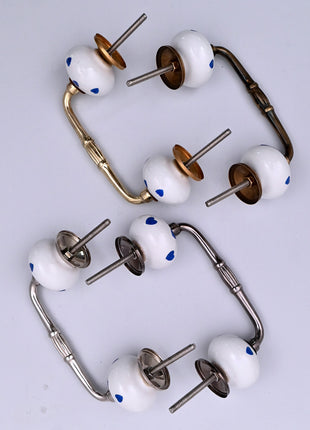 Blue Heart on White Ceramic Knob Door Pull