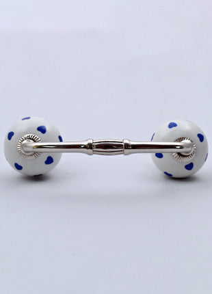 Blue Heart on White Ceramic Knob Door Pull