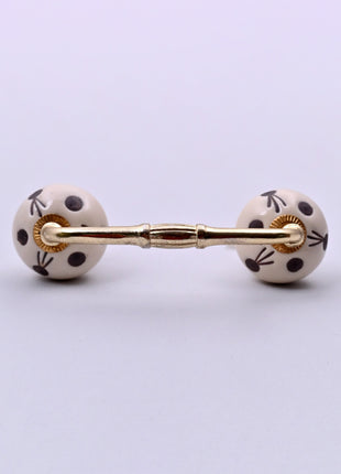 Maroon Polka Dots Ceramic Knob Door Pull