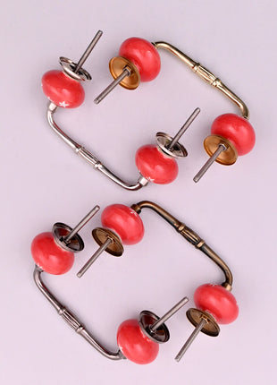 White Starburst on Red Ceramic Knob Door Pull