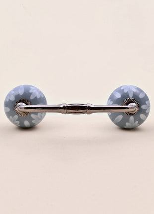 Soft Grey Floral Ceramic Knob Door Pull