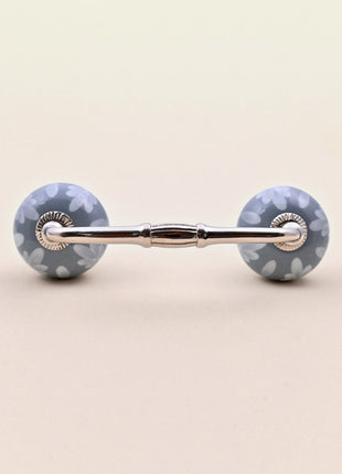 Soft Grey Floral Ceramic Knob Door Pull