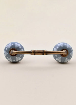 Heart Pattern on Grey Ceramic Knob Door Pull