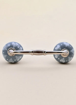 Heart Pattern on Grey Ceramic Knob Door Pull