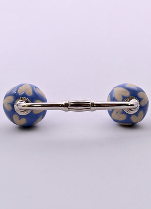 Beige Heart on Blue Ceramic Knob Door Pull