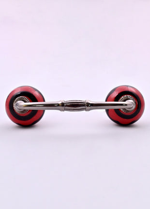 Red & Black Striped Swirl Ceramic Knob Door Pull