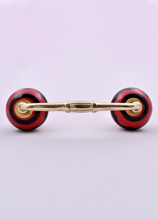Red & Black Striped Swirl Ceramic Knob Door Pull