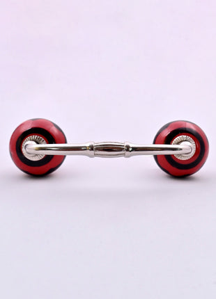 Red & Black Striped Swirl Ceramic Knob Door Pull