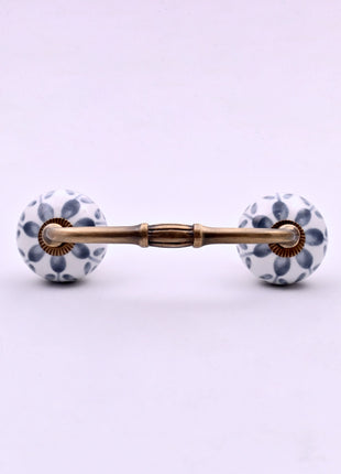 Grey Floral Ceramic Knob Door Pull