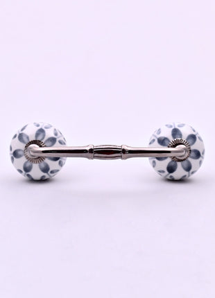 Grey Floral Ceramic Knob Door Pull