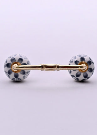 Grey Floral Ceramic Knob Door Pull