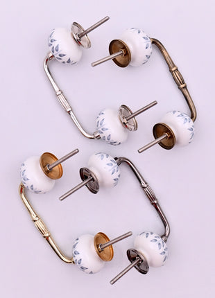 Grey Floral Ceramic Knob Door Pull