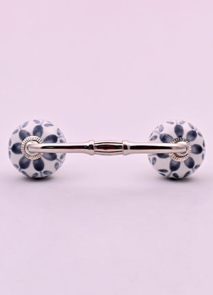 Grey Floral Ceramic Knob Door Pull