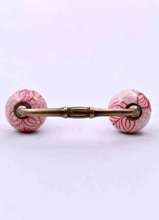 Red Speckled Floral Ceramic Knob Door Pull