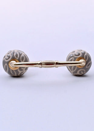 Embossed Grey Ceramic Knob Door Pull