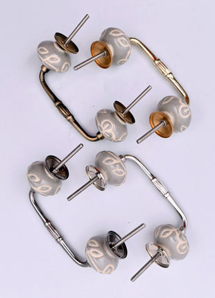 Embossed Grey Ceramic Knob Door Pull