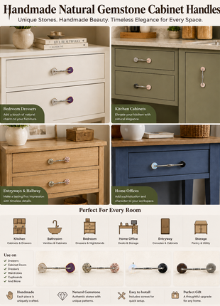 Assorted Color & Design Natural Gemstone Cabinet Handles