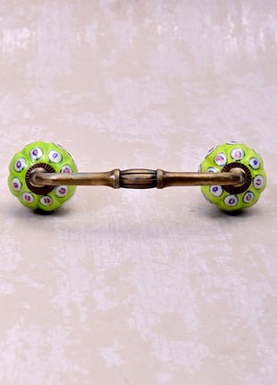 Lime Green Drawer Cabinet Pull With White And Pink Dots