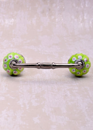Lime Green Drawer Cabinet Pull With White And Pink Dots
