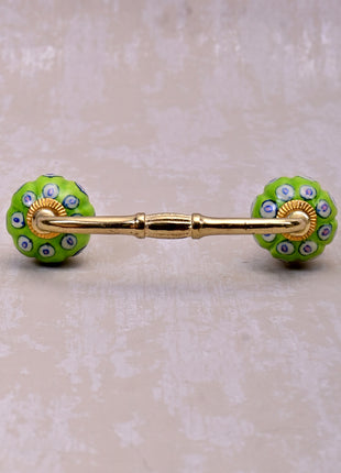 Lime Green Drawer Cabinet Pull With White And Pink Dots