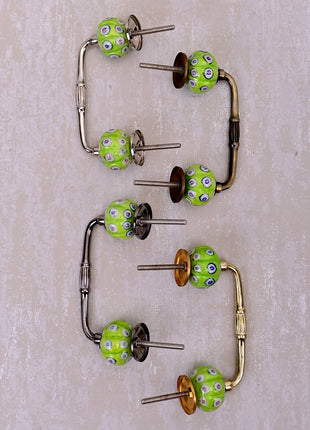 Lime Green Drawer Cabinet Pull With White And Pink Dots