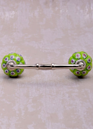 Lime Green Drawer Cabinet Pull With White And Pink Dots