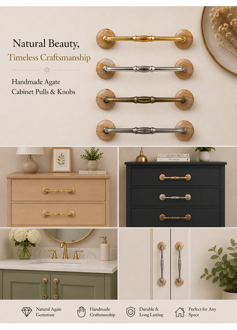 Agate Natural Gemstone Cabinet Furniture Pull
