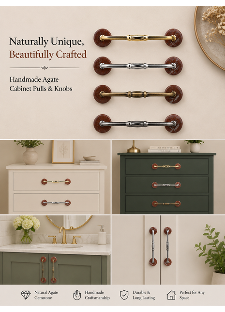 Agate Natural Gemstone Cabinet Furniture Pull
