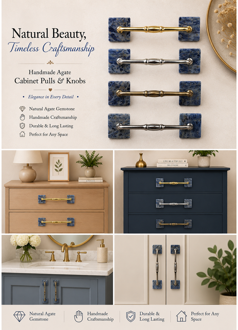 Agate Natural Gemstone Cabinet Furniture Pull