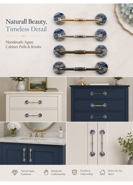 Agate Natural Gemstone Cabinet Furniture Pull