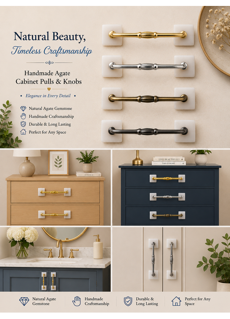 Agate Natural Gemstone Cabinet Furniture Pull