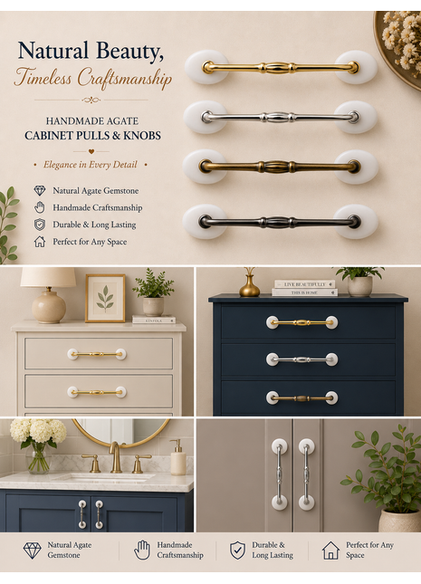 Agate Natural Gemstone Cabinet Furniture Pull