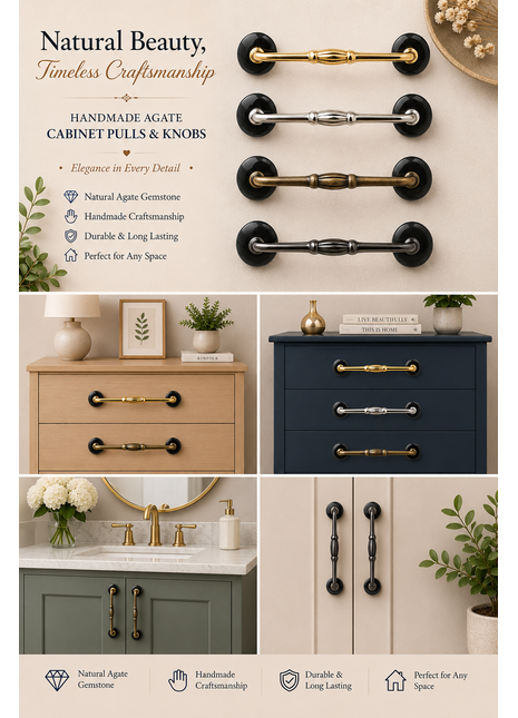 Agate Natural Gemstone Cabinet Furniture Pull