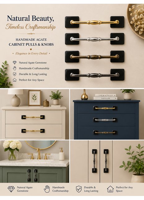 Agate Natural Gemstone Cabinet Furniture Pull