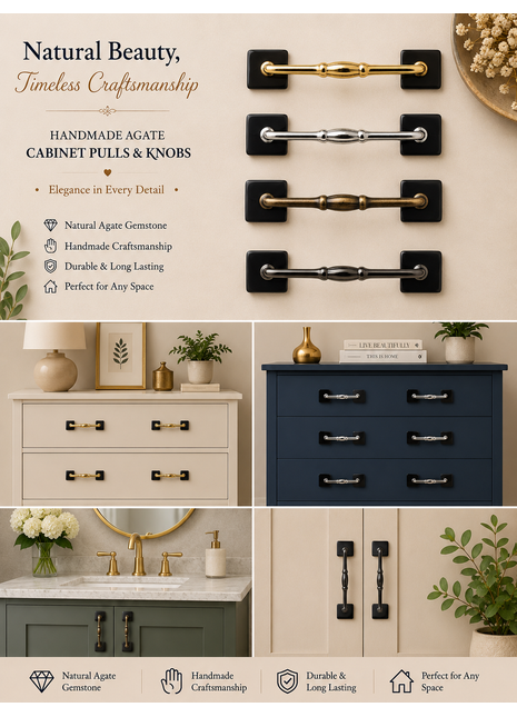 Agate Natural Gemstone Cabinet Furniture Pull