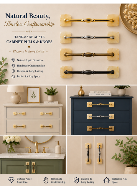 Agate Natural Gemstone Cabinet Furniture Pull