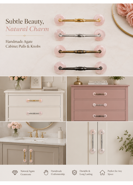 Agate Natural Gemstone Cabinet Furniture Pull