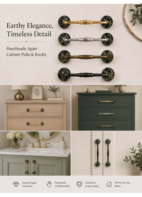 Agate Natural Gemstone Cabinet Furniture Pull