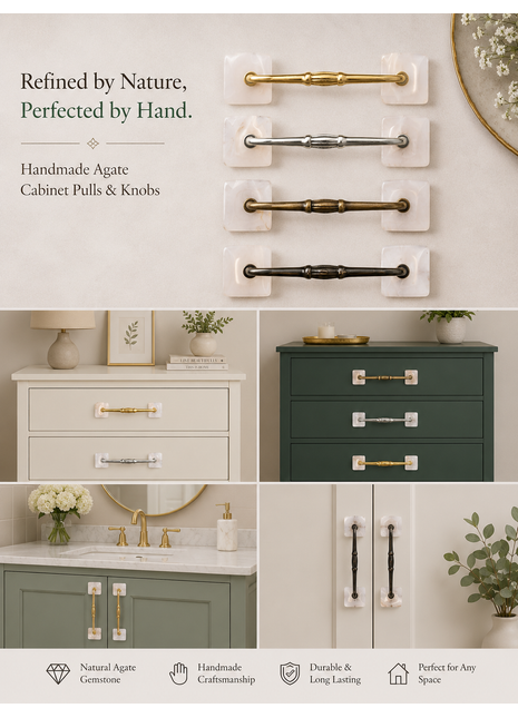 Agate Natural Gemstone Cabinet Furniture Pull