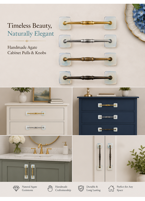 Agate Natural Gemstone Cabinet Furniture Pull
