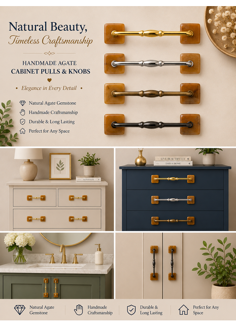 Agate Natural Gemstone Cabinet Furniture Pull