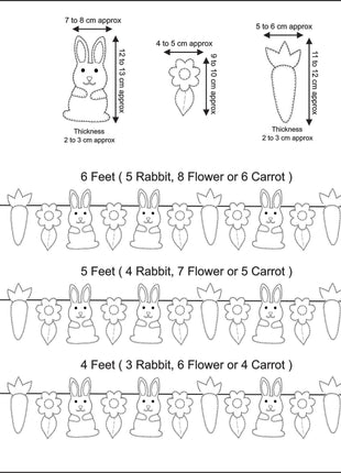Easter Carrot, Rabbit & Flower Garland – Rustic Spring Bunny Home Decor